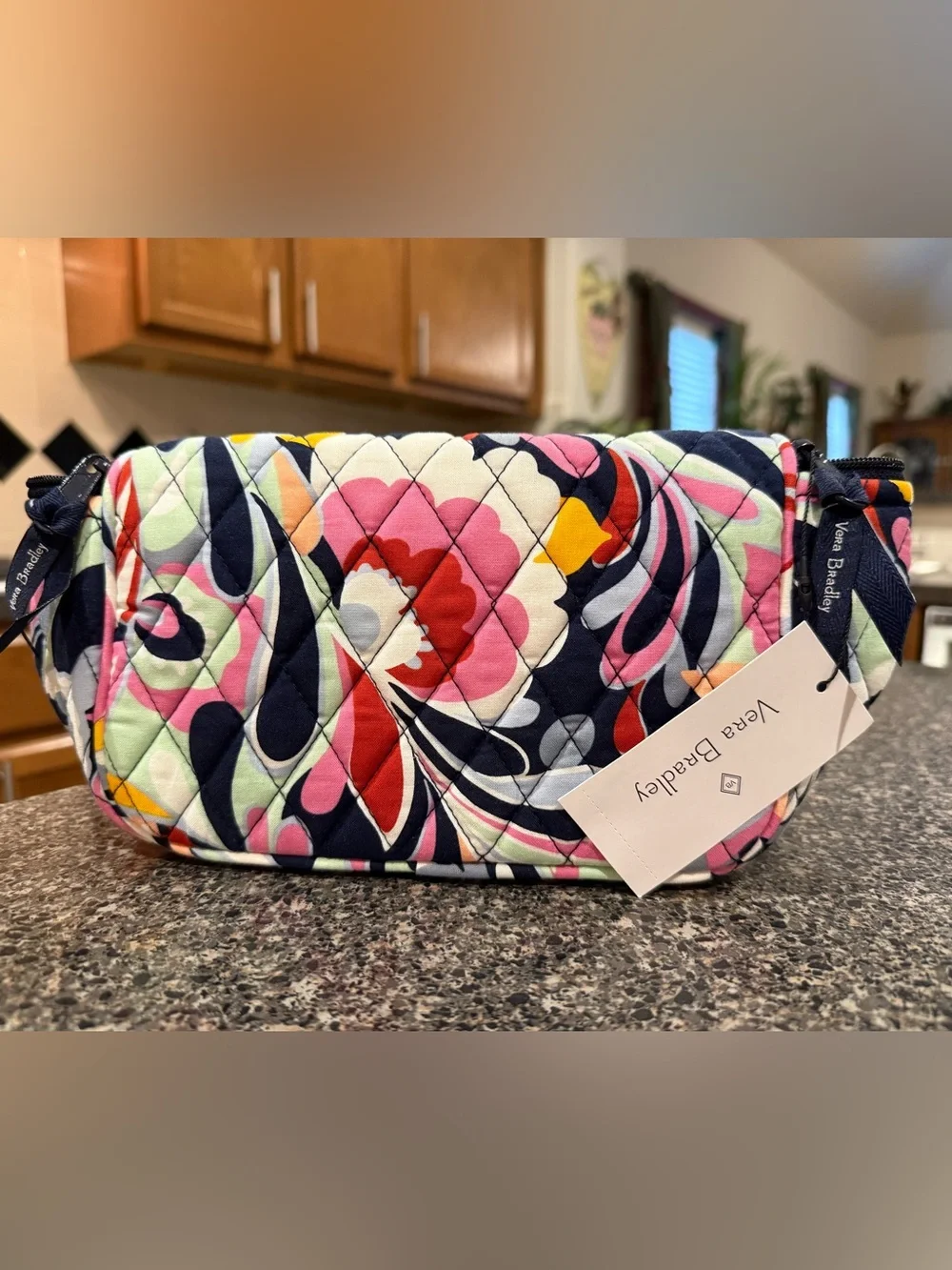 Vera Bradley Quilted Cosmetic Clutch - Navy Multi Floral